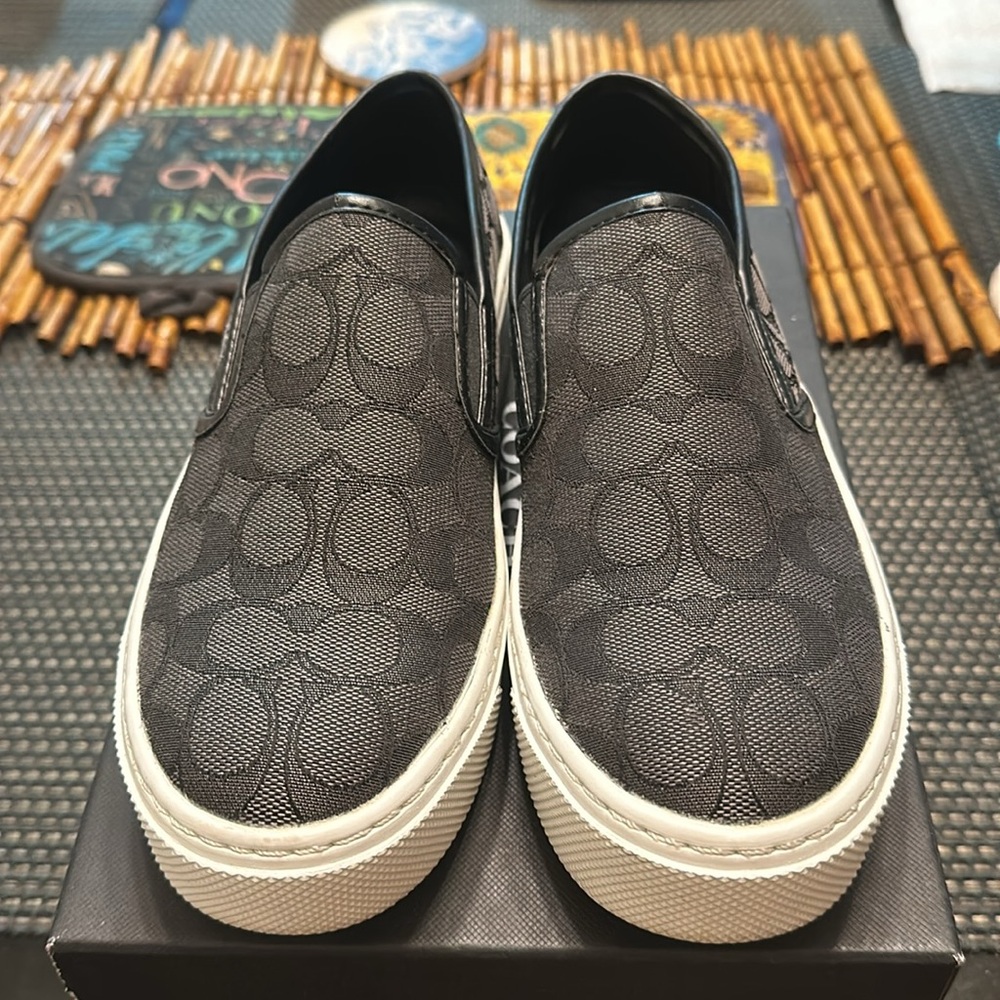 *Used Coach Monogram Print Slip/On Sneakers